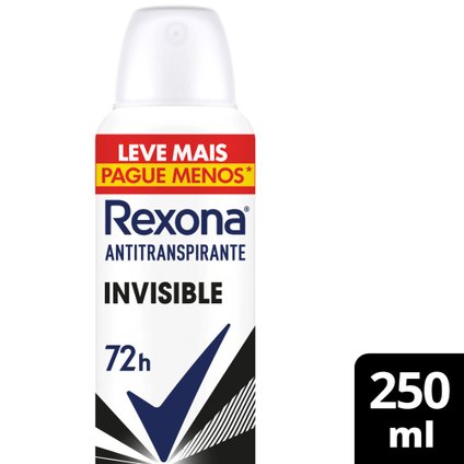 DESODORANTE AEROSOL REXONA INVISIBLE 72H 250ML LEVE MAIS PAGUE MENOS