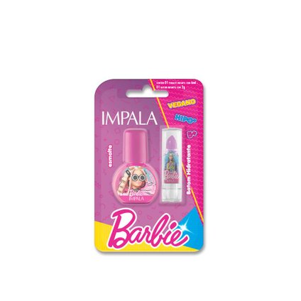 KIT INFANTIL BARBIE ESMALTE ICÔNICA 6ML E BATOM ROXO 1G