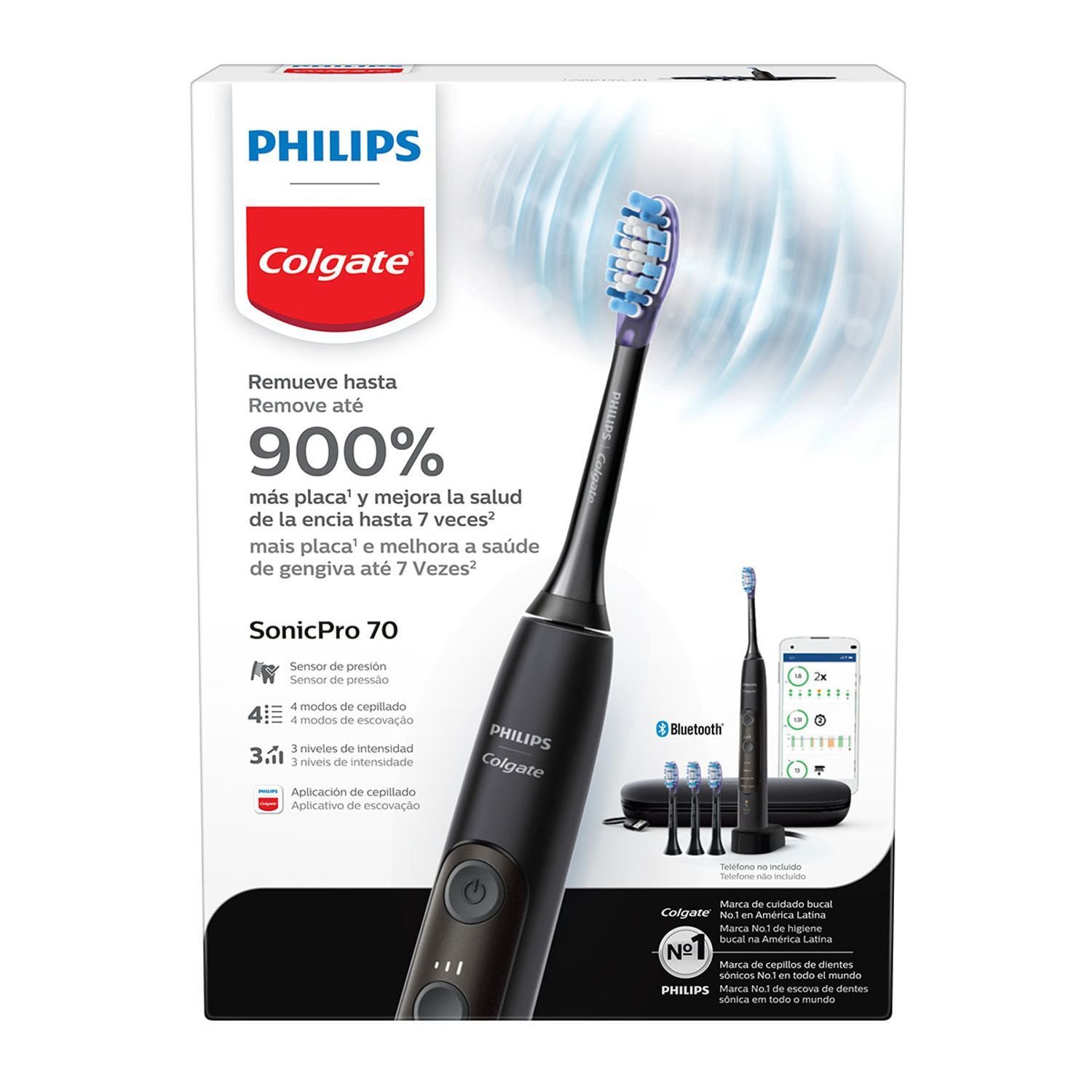 Escova Dental Elétrica Philips Colgate Sonic Pro 70 Bivolt Com3 Refis E Estojo Para Viagem
