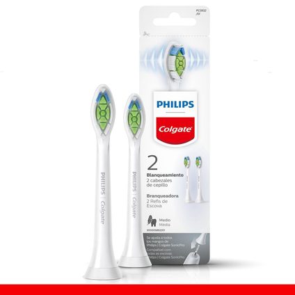 REFIL PARA ESCOVA DENTAL ELÉTRICA PHILIPS COLGATE SONICPRO BRANQUEADORA 2 UNIDADES
