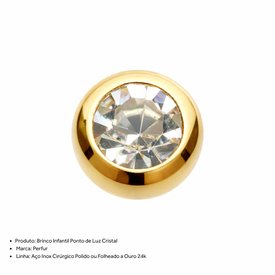 BRINCO PERFUR ADULTO CRISTAL REDONDO DOURADO