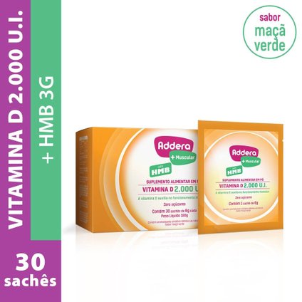 VITAMINA D ADDERA + MUSCULAR HMB 2.000 UI 30 SACHÊS