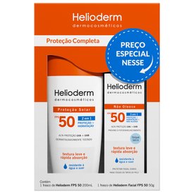 KIT HELIODERM PROTETOR SOLAR CORPORAL FPS50 200ML + PROTETOR SOLAR FACIAL FPS 50 50G