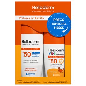 KIT HELIODERM PROTETOR SOLAR CORPORAL FPS50 200ML + PROTETOR SOLAR KIDS FPS50 120ML