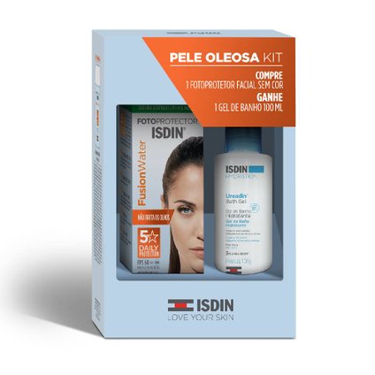PROTETOR SOLAR FACIAL ISDIN FUSION WATER 5 STAR FPS 60 50ML + GEL DE BANHO ISDIN 100ML