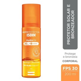 PROTETOR SOLAR CORPORAL E BRONZEADOR ISDIN HYDROOIL FPS30 200ML