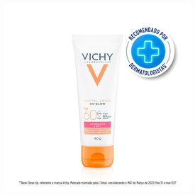 PROTETOR SOLAR FACIAL VICHY CAPITAL SOLEIL UV-GLOW CLARA A MEDIA FPS 60 40G