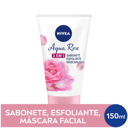 SABONETE ESFOLIANTE MASCARA FACIAL 3 EM 1 NIVEA AQUA ROSE 150ML