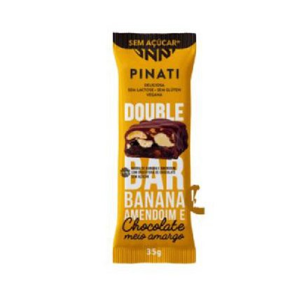 BARRA PINATI DOUBLE BAR BANANA AMENDOIM E CHOCOLATE MEIO AMARGO 35G