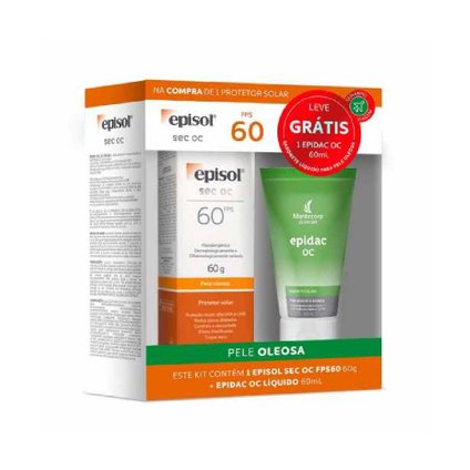 KIT PROTETOR SOLAR EPISOL SEC OC PELE OLEOSA FPS 60 60G + SABONETE LIQUIDO EPIDAC OC 60ML