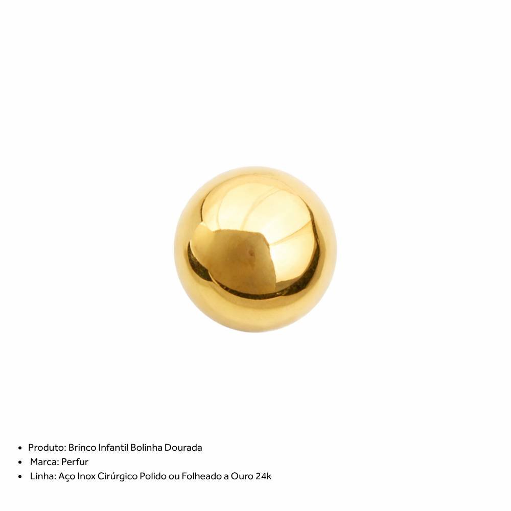 Brinco Perfur Adulto Bolinha Dourado