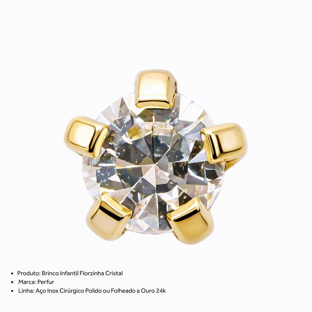 Brinco Perfur Adulto Cristal Dourado