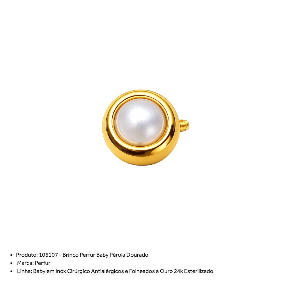 Brinco Perfur Baby Pérola Dourado