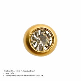 BRINCO PERFUR INFANTIL CRISTAL REDONDO DOURADO