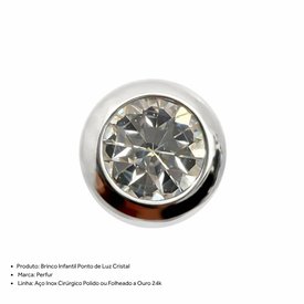 BRINCO PERFUR INFANTIL CRISTAL REDONDO INOX POLIDO