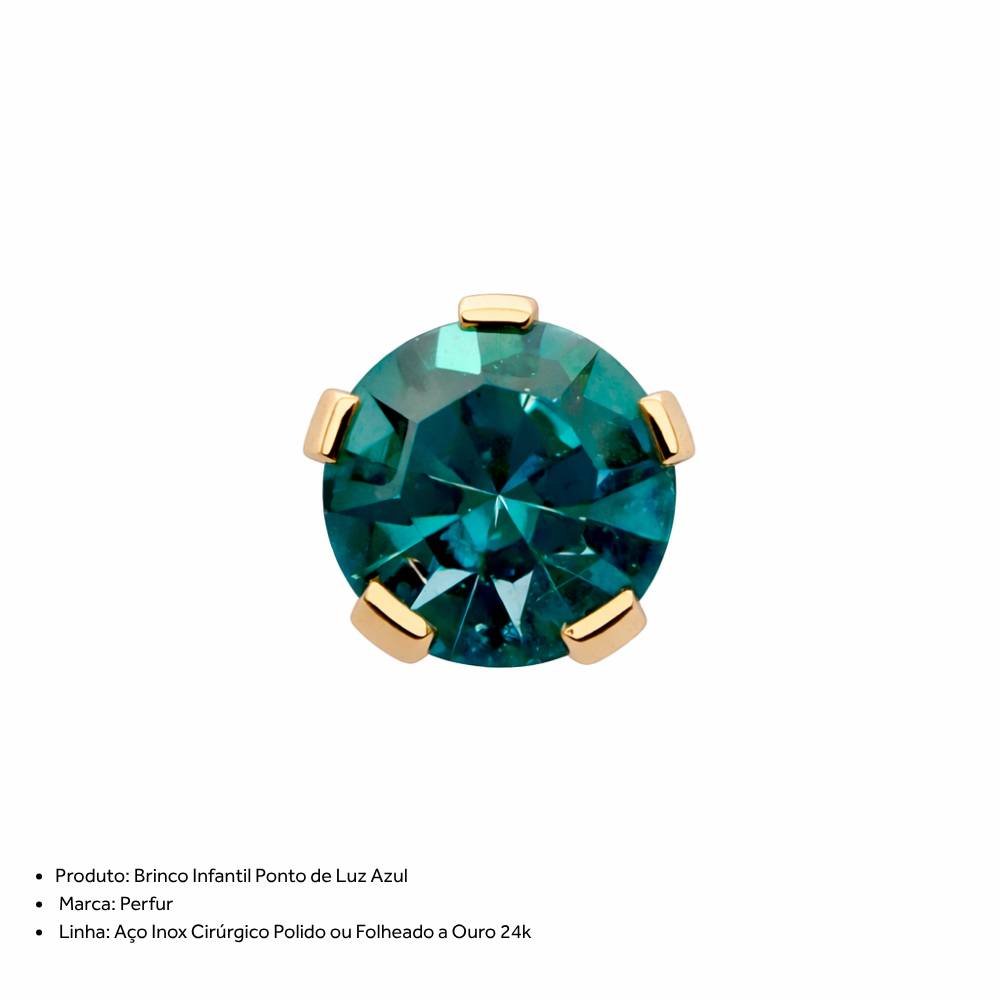 Brinco Perfur Premium Blue Zircon Dourado