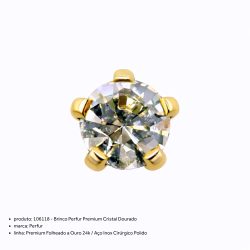 Brinco Perfur Premium Cristal Dourado