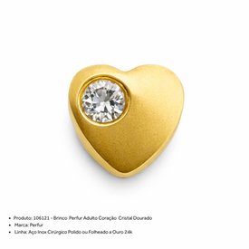 BRINCO PERFUR ADULTO CORAÇÃO CRISTAL DOURADO
