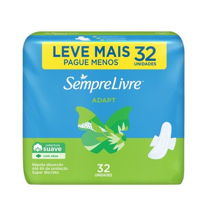 ABSORVENTE SEMPRE LIVRE ADAPT SUAVE COM ABAS 32 UNIDADES