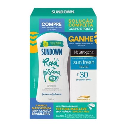 KIT PROTETOR SOLAR SUNDOWN FPS50 200ML + NEUTROGENA SUN FRESH FACIAL FPS30 40G