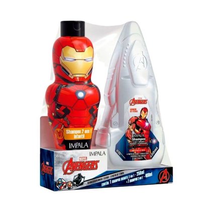 KIT SHAMPOO 2 EM 1 250ML + SHAMPOO 2 EM 1 400ML IMPALA AVENGERS HOMEM DE FERRO
