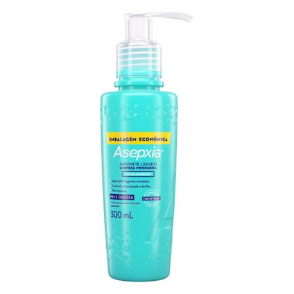 SABONETE LÍQUIDO FACIAL ASEPXIA LIMPEZA PROFUNDA COM ÁCIDO SALICÍLICO 2% ANTIOLEOSIDADE 300ML