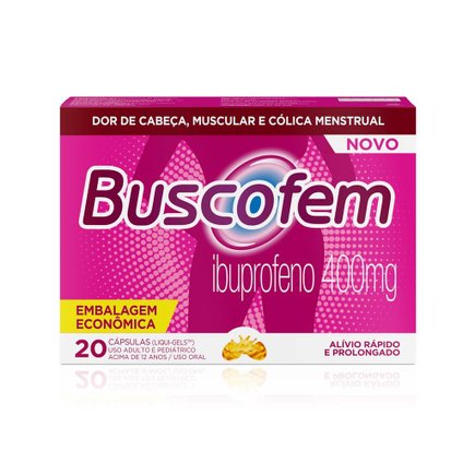 ANALGÉSICO BUSCOFEM IBUPROFENO 400MG 20 CÁPSULAS