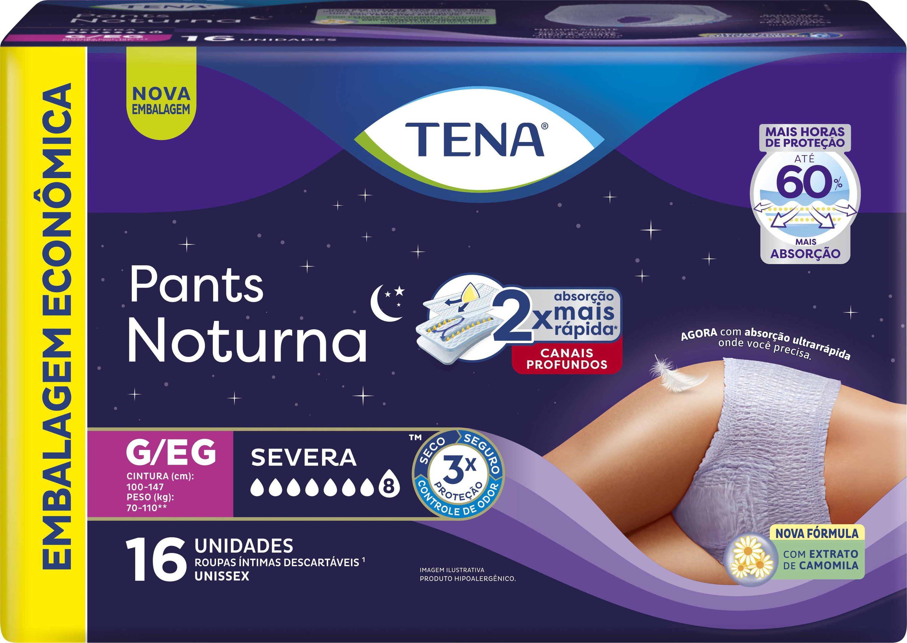 Roupa Íntima Tena Pants Noturna G/eg Com 16 Unidades