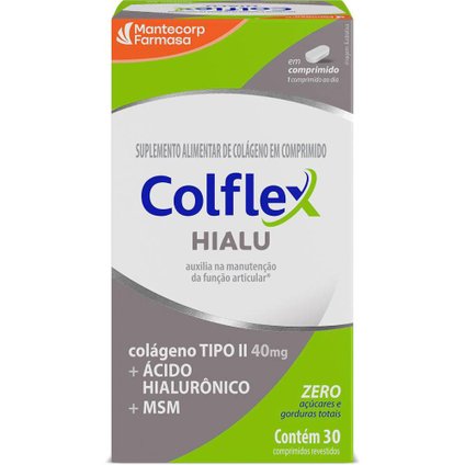 COLÁGENO COLFLEX HIALU TIPO II + ÁCIDO HIALURÔNICO + MSM 30 COMPRIMIDOS