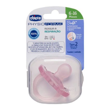 CHUPETA CHICCO PHYSIO FORMA SOFT ROSA 6 A 16 MESES COM 1 UNIDADE