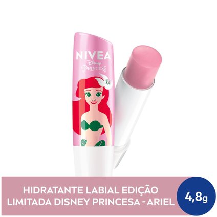 HIDRATANTE LABIAL INFANTIL NIVEA PÉROLA SHINE EDIÇÃO LIMITADA DISNEY ARIEL 4,8G