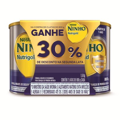 FÓRMULA INFANTIL NINHO NUTRIGOLD 800G - 30% DE DESCONTO NA 2ª LATA