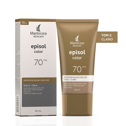 PROTETOR SOLAR FACIAL EPISOL COLOR TOM 2 CLARO FPS 70 40ML