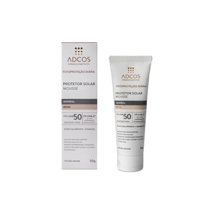 PROTETOR SOLAR ADCOS MOUSSE MINERAL BEIGE FPS 50 50G