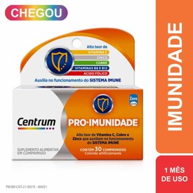 CENTRUM PRO IMUNIDADE MULTIVITAMÍNICO COM VITAMINAS C E ZINCO, 30 CÁPSULAS.