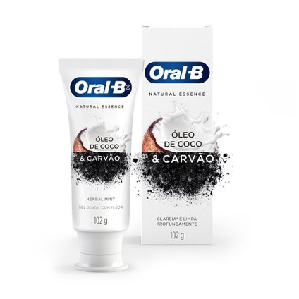 CREME DENTAL ORAL-B NATURAL ESSENCE COM OLEO DE COCO E CARVAO 102G