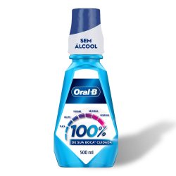 Enxaguante Bucal Oral B 100%, Sem Álcool Sabor Menta 500ml