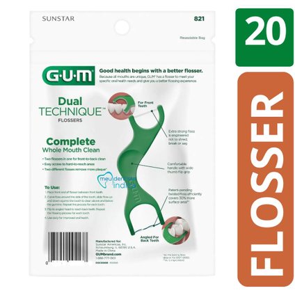 FIO DENTAL GUM FLOSSER DUAL TECHNIQUE COM 20 UNIDADES