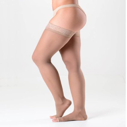 MEIA SIGVARIS AUDACE MEIA COXA  COMPRESSÃO 15-20 MMHG TAM 1 PONTEIRA FECHADA NATURAL ESCURO