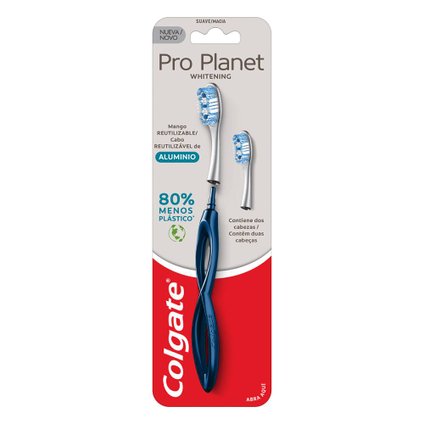 ESCOVA DENTAL MACIA COLGATE PRO PLANET WHITENING + REFIL