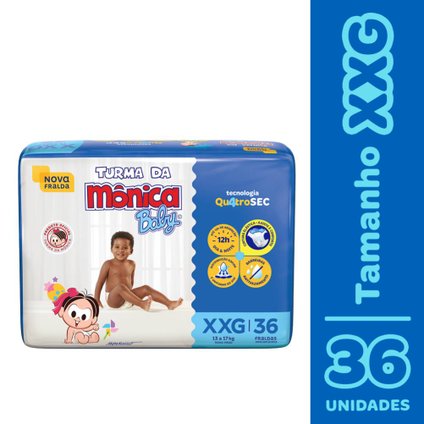 FRALDA TURMA DA MÔNICA BABY XXG COM 36 UNIDADES