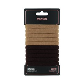 ELÁSTICO PARA CABELOS 2 CORES MARROM 10MM 10 UNIDADES PANVEL ACESSÓRIOS
