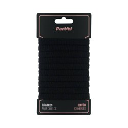 Elástico Para Cabelos Preto 10mm 10 Unidades Panvel Acessórios
