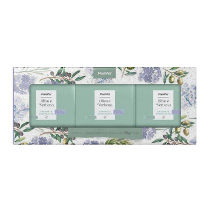 KIT PANVEL OLIVA E VERBENA COM 3 SABONETES EM BARRA 90G CADA