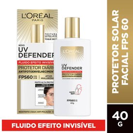 PROTETOR SOLAR FACIAL L'ORÉAL PARIS UV DEFENDER FLUIDO FPS60 40G