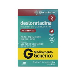 Desloratadina 5mg 30 Comprimidos Revestidos Eurofarma Generico
