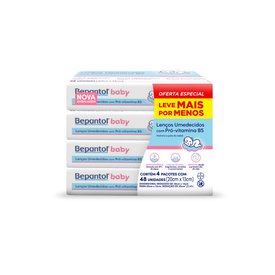 KIT LENÇOS UMEDECIDOS PARA BEBÊS BEPANTOL BABY LEVE 4 PAGUE 3 COM 48 UNIDADES CADA