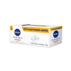 Kit Sabonete Em Barra Nivea Pure Milk Sensitive Promo 6 Unidades 90g Cada