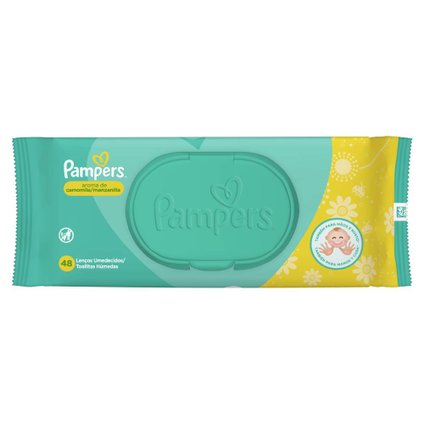 LENÇOS UMEDECIDOS PAMPERS AROMA DE CAMOMILA COM 48 UNIDADES