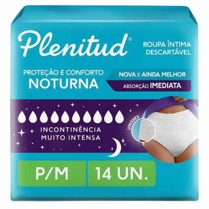 ROUPA ÍNTIMA PLENITUD NOTURNA PARA INCONTINÊNCIA P/M - 14 UNIDADES